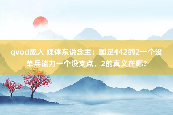 qvod成人 媒体东说念主：国足442的2一个没单兵能力一个没支点，2的真义在哪？