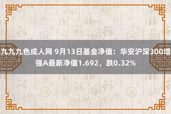 九九九色成人网 9月13日基金净值：华安沪深300增强A最新净值1.692，跌0.32%