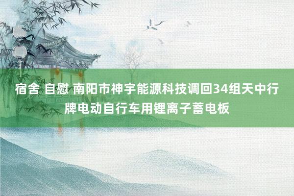 宿舍 自慰 南阳市神宇能源科技调回34组天中行牌电动自行车用锂离子蓄电板