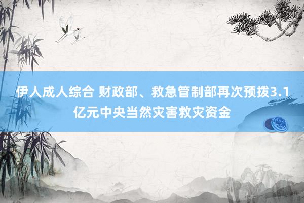 伊人成人综合 财政部、救急管制部再次预拨3.1亿元中央当然灾害救灾资金