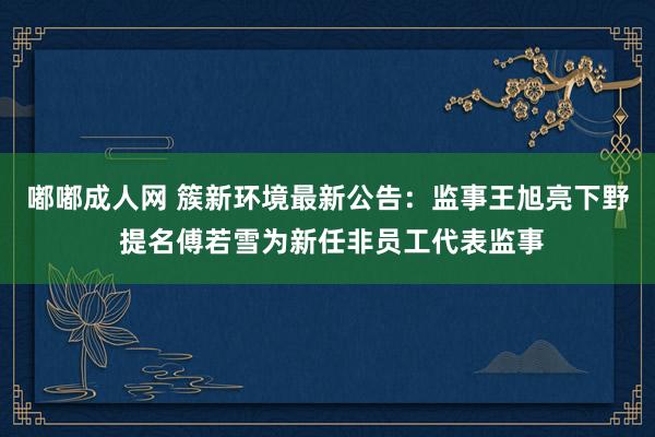 嘟嘟成人网 簇新环境最新公告：监事王旭亮下野 提名傅若雪为新任非员工代表监事