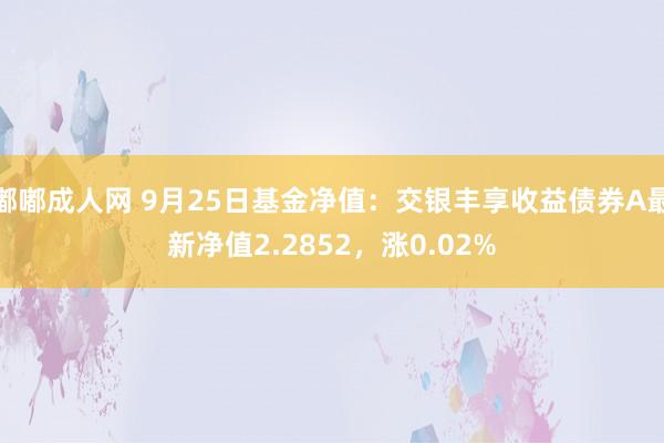 嘟嘟成人网 9月25日基金净值：交银丰享收益债券A最新净值2.2852，涨0.02%