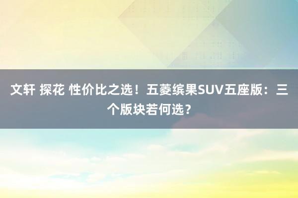 文轩 探花 性价比之选！五菱缤果SUV五座版：三个版块若何选？