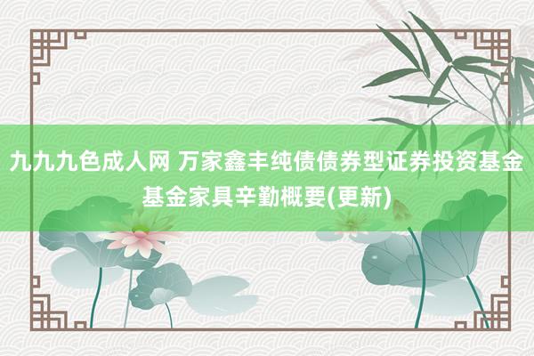 九九九色成人网 万家鑫丰纯债债券型证券投资基金基金家具辛勤概要(更新)