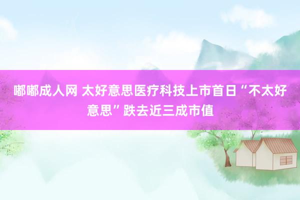 嘟嘟成人网 太好意思医疗科技上市首日“不太好意思”跌去近三成市值