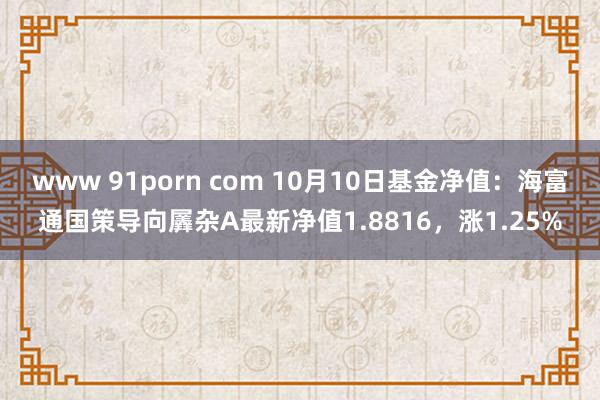 www 91porn com 10月10日基金净值：海富通国策导向羼杂A最新净值1.8816，涨1.25%