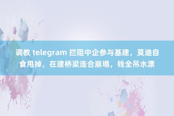 调教 telegram 拦阻中企参与基建，莫迪自食甩掉，在建桥梁连合崩塌，钱全吊水漂