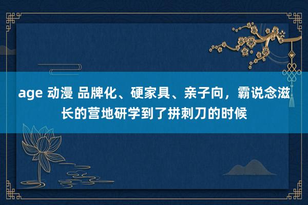 age 动漫 品牌化、硬家具、亲子向，霸说念滋长的营地研学到了拼刺刀的时候