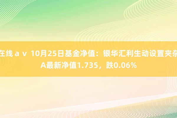 在线ａｖ 10月25日基金净值：银华汇利生动设置夹杂A最新净值1.735，跌0.06%