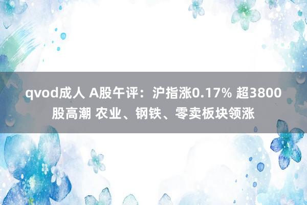 qvod成人 A股午评：沪指涨0.17% 超3800股高潮 农业、钢铁、零卖板块领涨