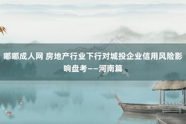 嘟嘟成人网 房地产行业下行对城投企业信用风险影响盘考——河南篇