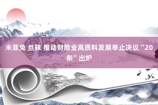 米菲兔 丝袜 推动财险业高质料发展举止决议“20条”出炉