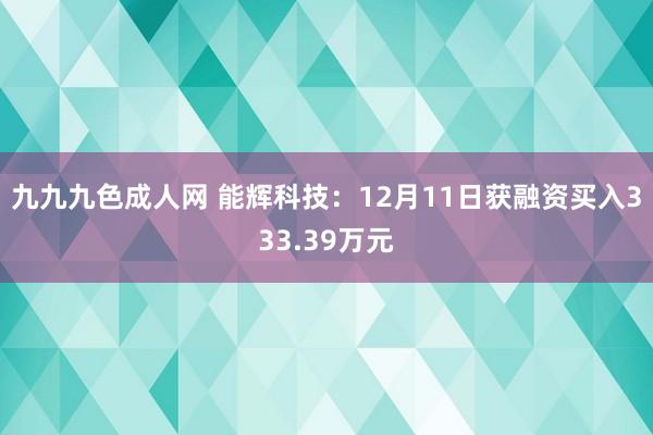 九九九色成人网 能辉科技：12月11日获融资买入333.39万元