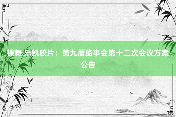 裸舞 乐凯胶片：第九届监事会第十二次会议方案公告