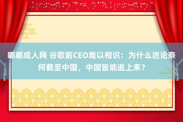 嘟嘟成人网 谷歌前CEO难以相识：为什么岂论奈何截至中国，中国皆能追上来？