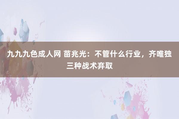 九九九色成人网 苗兆光：不管什么行业，齐唯独三种战术弃取