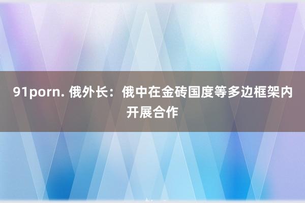 91porn. 俄外长：俄中在金砖国度等多边框架内开展合作