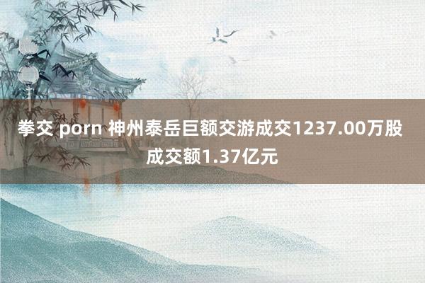 拳交 porn 神州泰岳巨额交游成交1237.00万股 成交额1.37亿元