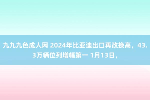 九九九色成人网 2024年比亚迪出口再改换高，43.3万辆位列增幅第一 1月13日，