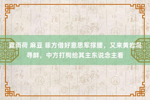 夏雨荷 麻豆 菲方借好意思军撑腰，又来黄岩岛寻衅，中方打狗给其主东说念主看