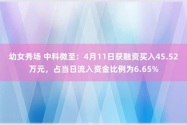 幼女秀场 中科微至：4月11日获融资买入45.52万元，占当日流入资金比例为6.65%